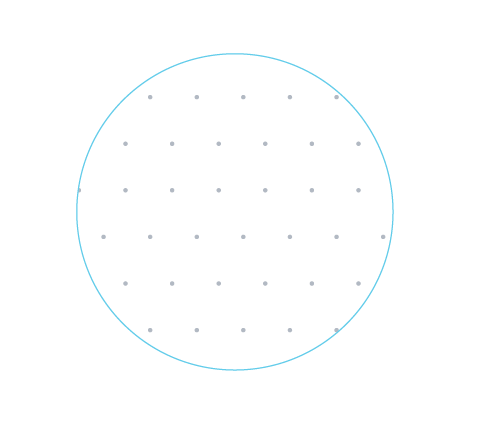 Close up of the off-set dot grid for color clarity