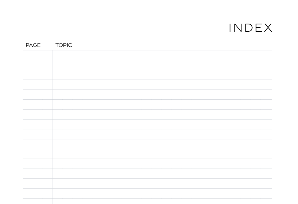 Image of index page in neuro notebook